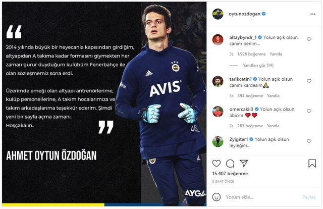 Oytun Özdoğan Fenerbahçe'ye veda etti